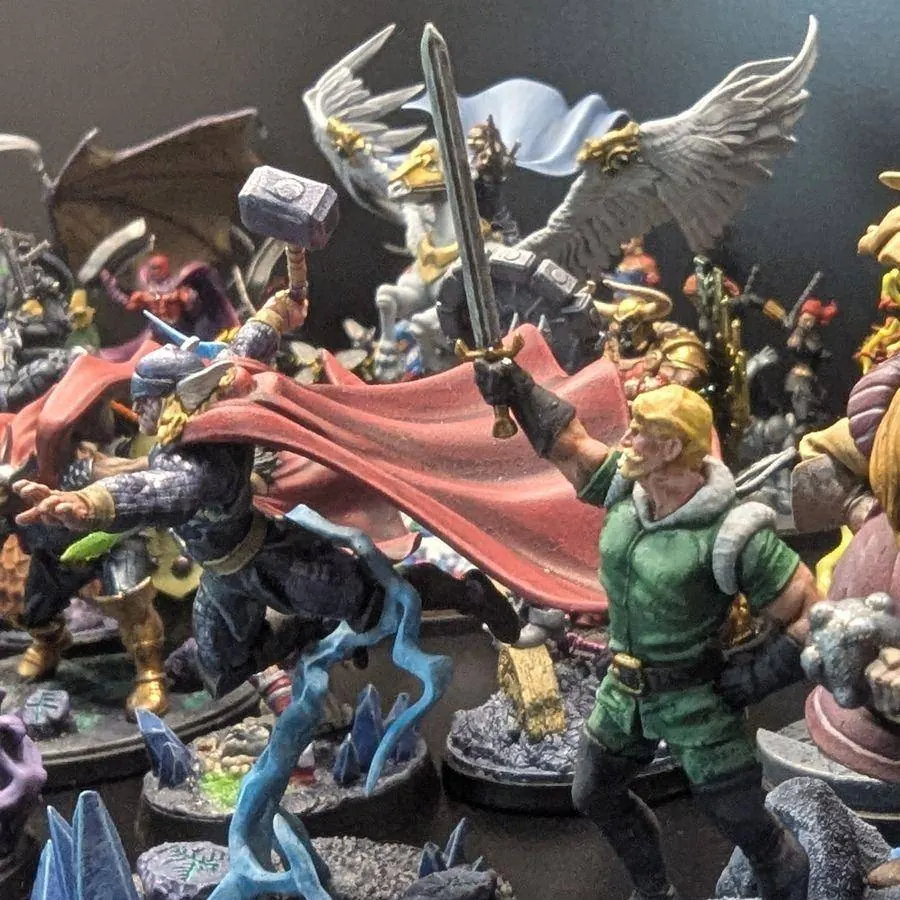 The same models, painted and on display